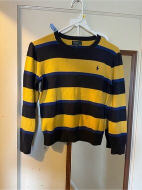 Polo by Ralph Lauren kids Crewneck Stripe Sweater in Yellow & Navy